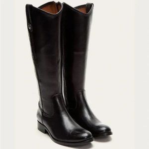 NEW Frye Melissa Button Boot Knee High Black Leather Riding Womens 6